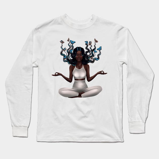 The girl meditating Long Sleeve T-Shirt by TheDesigNook